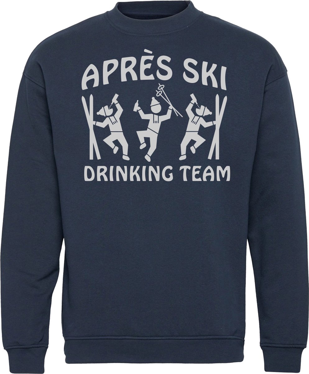 Sweater Apres Ski Drinking Team | Apres Ski Verkleedkleren | Ski Pully Heren | Foute Party Ski Trui | Navy | maat XS